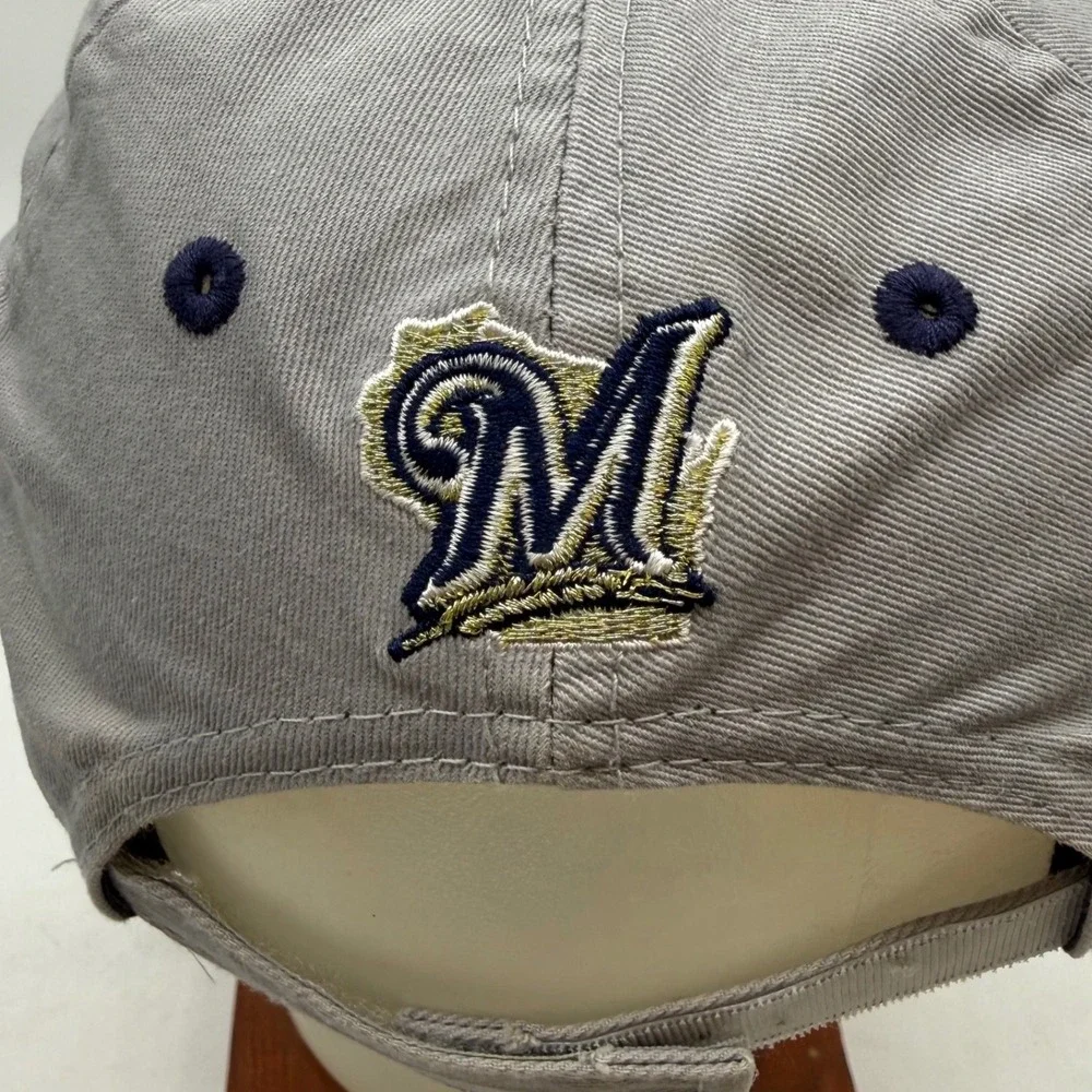 New Era‎ Milwaukee Brewers Youth Hat Navy Gray Tribal Flame MLB Cap Y2K sun fade